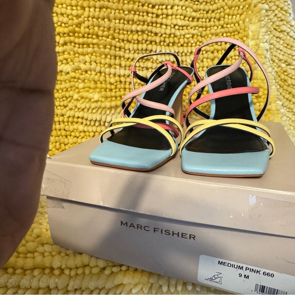 Marc Fisher Multicolor Strappy Heels - Pink, Yellow, Blue